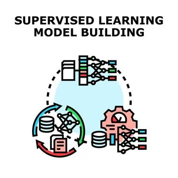 Supervised learning model building process illustration Stockillustratie