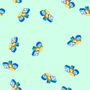 Supervised machine learning isometric icon seamless pattern Illustrazione stock