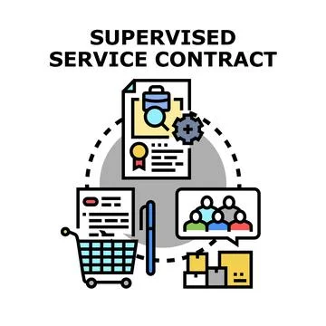 Supervised service contract management concept illustration Stock Illustration