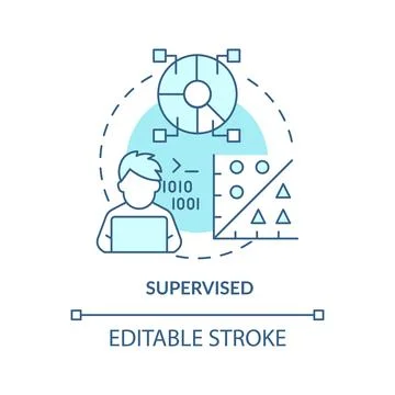 Supervised turquoise concept icon 스톡 일러스트