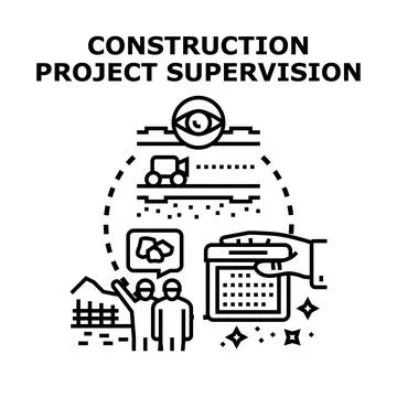 Supervising and managing construction project development Stock Illustration
