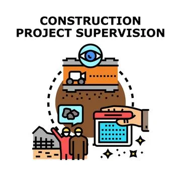 Supervising and managing construction project development Stock Illustration