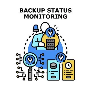 Supervising critical data backup status and security イラスト素材