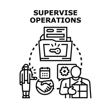 Supervising operations, business process management and control Stock Illustration