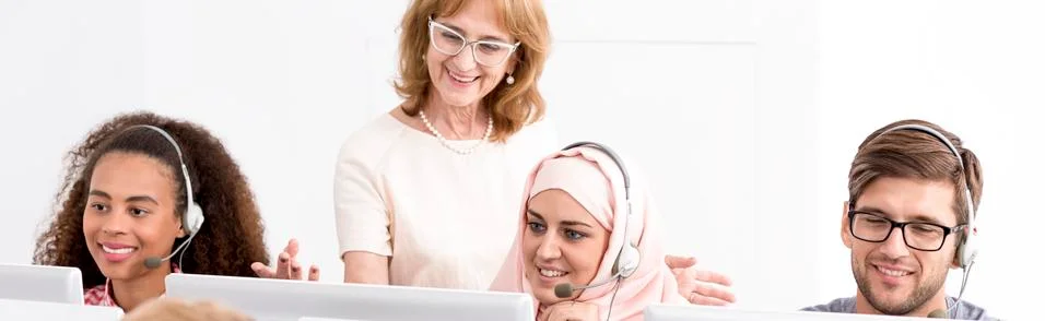 Supervising students during e-learning Stock Photos