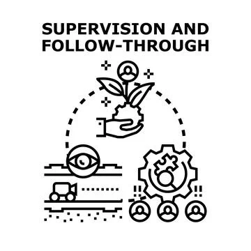 Supervision and follow through guiding business development process Stock Illustration