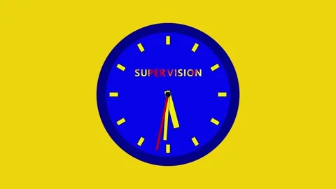 Supervision clock faces display the time hour, minute, and second hands move. Stock Footage 326371859