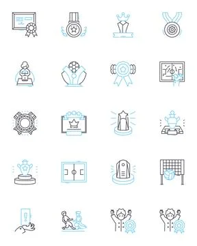 Supervision linear icons set. Oversight, Management, Direction, Organization Illustrazione stock