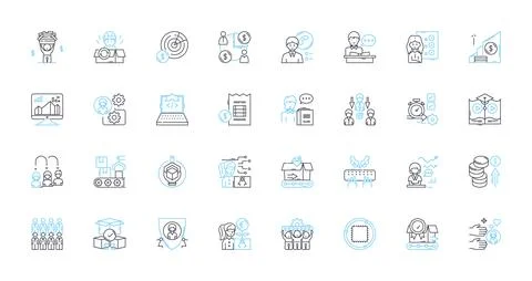 Supervision linear icons set. Oversight, Management, Monitoring, Direction イラスト素材