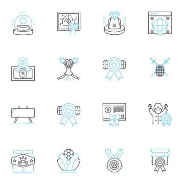 Supervision linear icons set. Oversight, Management, Direction, Organization Illustrazione stock