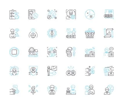 Supervision linear icons set. Oversight, Management, Monitoring, Direction 스톡 일러스트