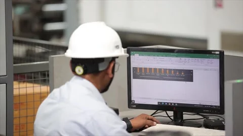 Supervisor analyzing supplier performance report on a desktop computer within a Stock Footage 327854012