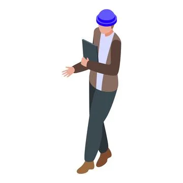 Supervisor engineer holding tablet and giving instructions on construction si Stock Illustration