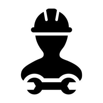 Supervisor icon vector male construction worker person profile avatar hardhat Stock Illustration