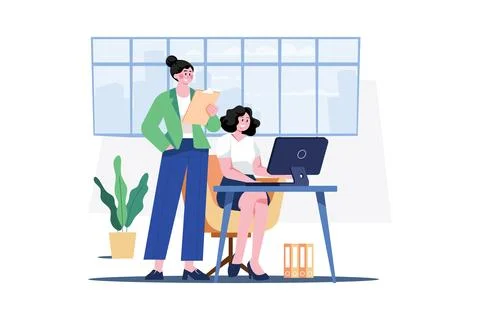 Supervisor leading team activities. Illustrazione stock