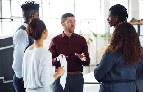 Supervisor, staff or feedback in creative agency for project, development i.. Stock Photos