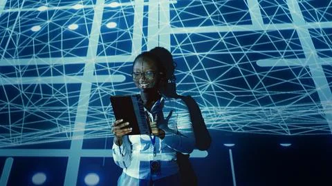 Supervisor using AI computing simulation 스톡 사진