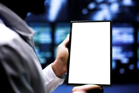 Supervisor using mock up tablet Stock Photos