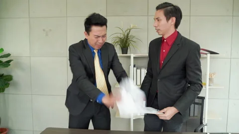 Supervisor was accusing the male office worker and the staff arguing Stock Footage 136054088