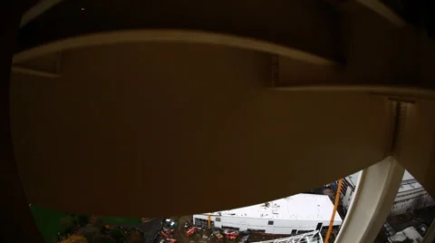 Superwide view from inside the elevator going up on the Space Needle. Stock Footage 50527120