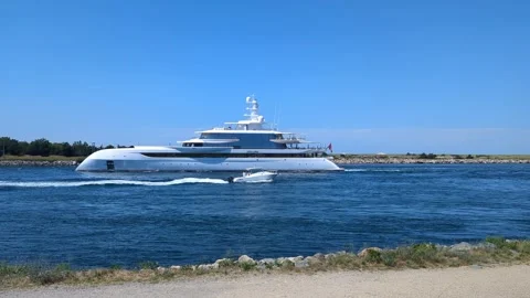 Superyacht "Excellence" Cruising Cape Cod Canal Editorial Stock Video Stock Footage 340523278
