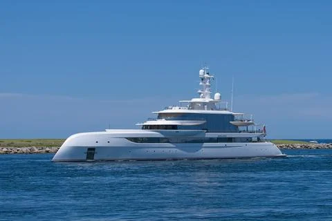 Superyacht Excellence Navigating Cape Cod Canal in Sandwich Massachusetts Stock Photos