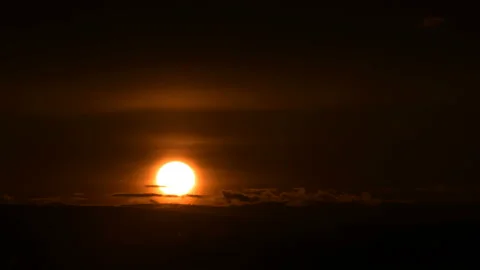 Superzoom plan timelapse sunset through sunset clouds in orange tones. Low key Stock Footage 108784190