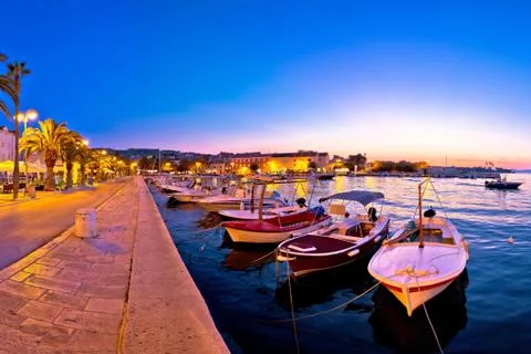 Supetar waterfront evening panoramic view Stock Photos