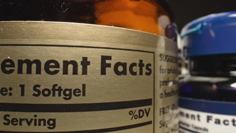 Supplement Fact Label. Plastic Nutritional Supplement Container Stock Footage 316664002