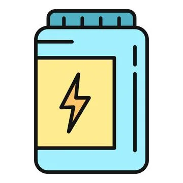 Supplement jar icon with lightning bolt energy Stock Illustration