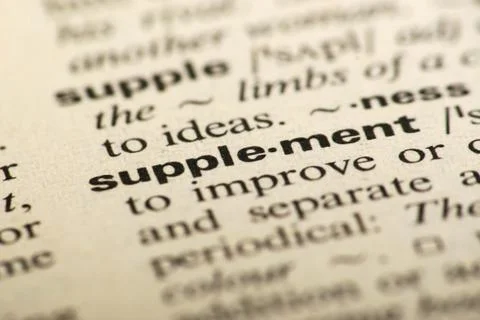 Supplement meaning in dictionary Stock Photos