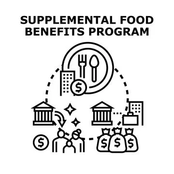 Supplemental food benefits program providing social assistance Illustration