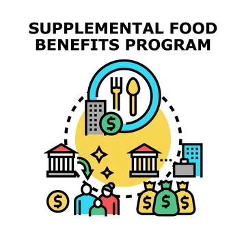 Supplemental food benefits program providing social assistance Stock Illustration