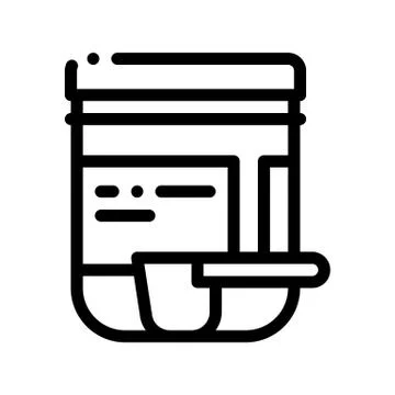 Supplements Bottle And Scoop Vector Thin Line Icon Illustrazione stock