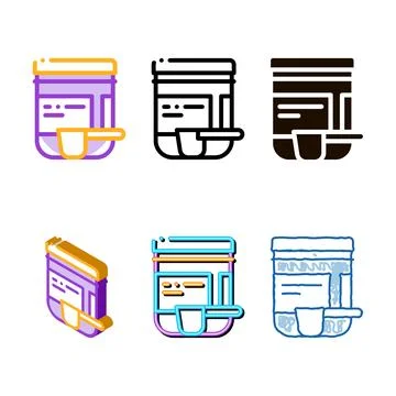 Supplements bottle and set scoop vector thin line icon イラスト素材