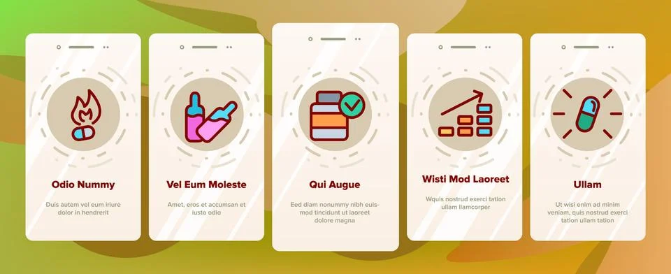 Supplements Icons Onboarding Set Vector Stockillustratie