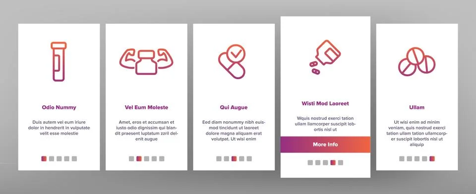 Supplements Icons Onboarding Set Vector Stock Illustration