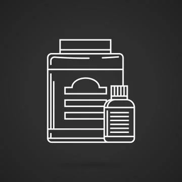 Supplements jars flat line vector icon 스톡 일러스트