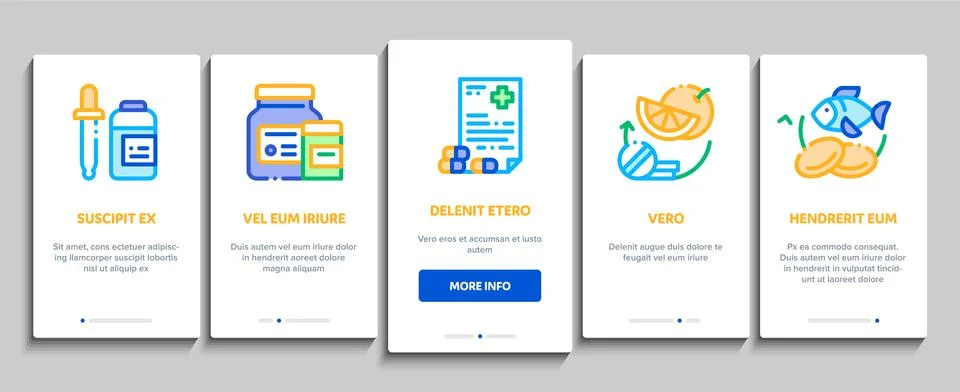 Supplements Onboarding Elements Icons Set Vector 스톡 일러스트