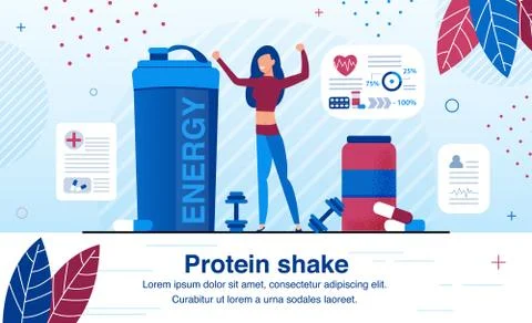 Supplements for Protein Shake Flat Vector Banner Stock Illustration