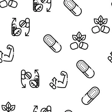Supplements Sport Seamless Contour Pattern Vector Stock Illustration
