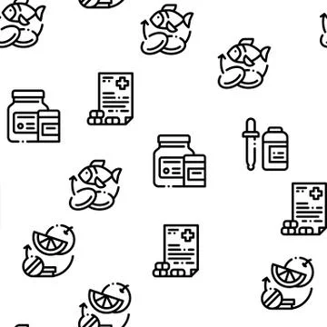 Supplements Sport Seamless Contour Pattern Vector Stock Illustration