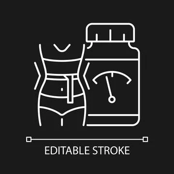 Supplements for weight loss white linear icon for dark theme Stock Illustration