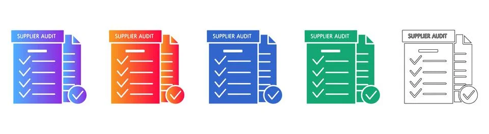 Supplier Audit Document Icons Set Stockillustratie