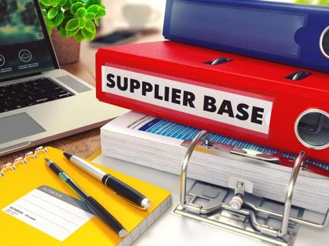 Supplier Base on Red Office Folder. Toned Image Stockillustratie