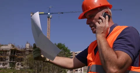 Supplier Dialogue Constructor Engineer Talk Mobile Phone Manufacturer Developer 스톡 동영상 50045155