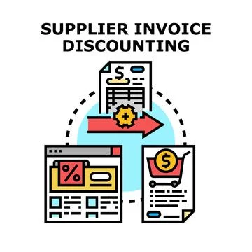 Supplier invoice discounting process for financial transactions Stock Illustration