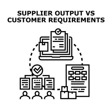 Supplier output versus customer requirements concept illustration 스톡 일러스트