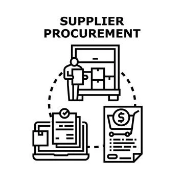 Supplier procurement process order and delivery system Stock Illustration
