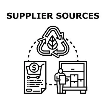 Supplier sources finding products through sustainable supply chain Stock Illustration